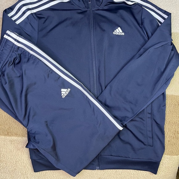 adidas Other - Adidas track suit nylon blue/white size L